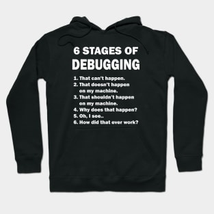 6 Stages of Debugging Coding Funny Hoodie